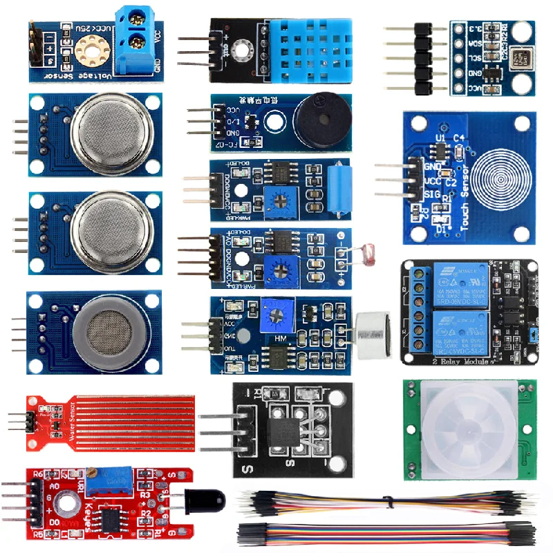 Hand - Sanded Interlocking Wooden Building Blocks for Easy Assembly and Disassembly16 in 1 Smart Home Sensor Kit for Arduino Raspberry Pi