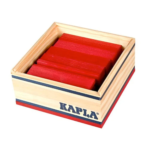 Natural - Finish Large - Sized Wooden Building Blocks for Toddlers' Creative PlayKapla Red Block Set