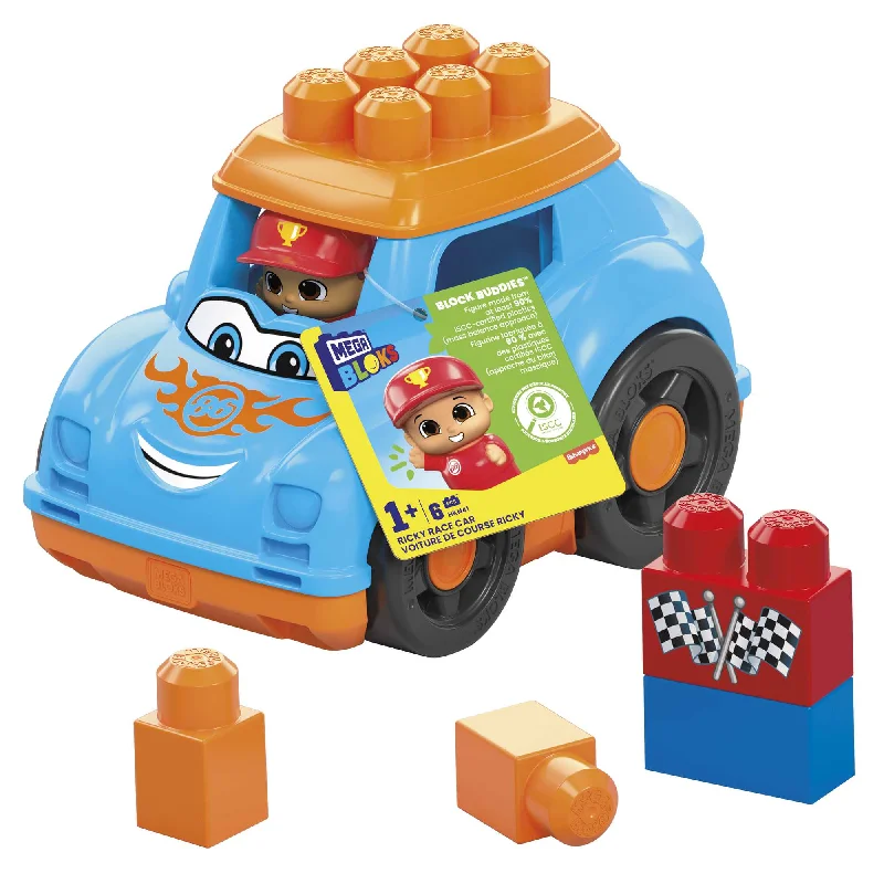 Hand - Sanded Interlocking Wooden Building Blocks for Easy Assembly and DisassemblyMEGA BLOKS Ricky Race Car Fisher Price Toy Blocks With 1 Figure (6 Pieces) For Toddler