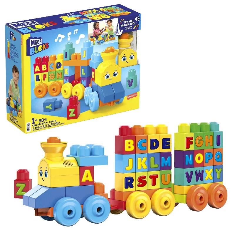 Hand - Made Wooden Building Blocks with a Transportation - Themed CollectionMEGA BLOKS ABC Musical Train