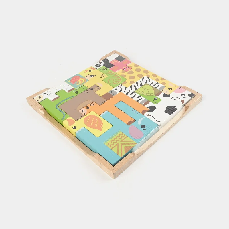 Eco - Conscious Solid Wood Building Blocks with a Nature - Inspired Pattern SetCreative Animal Building Block For Kids