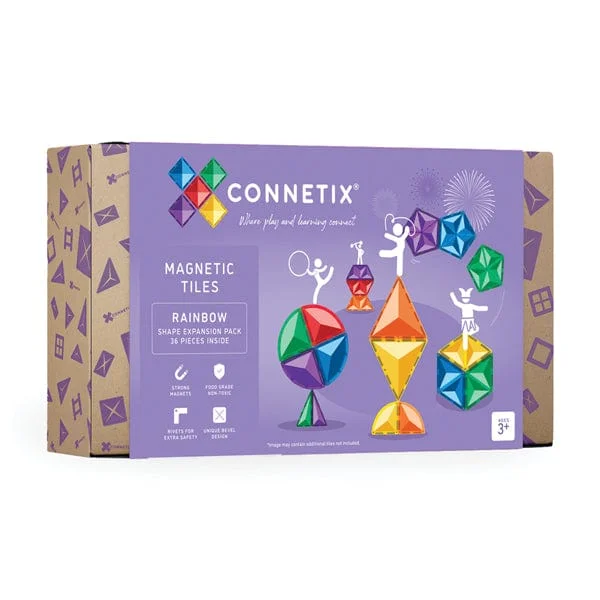 Magnetic Marble Run Toys for 3 - 6 - Year - Olds with Adjustable TracksConnetix Tiles Rainbow Shape Expansion Pack 36 Piece