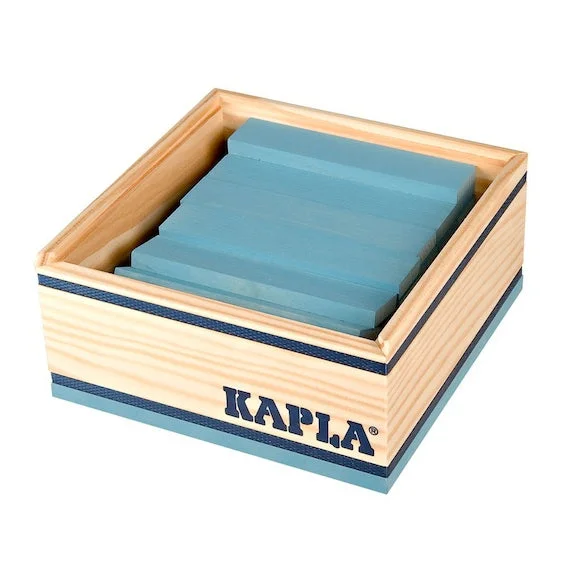 Hand - Sanded Interlocking Wooden Building Blocks for Easy Assembly and DisassemblyKapla Blue Block Set