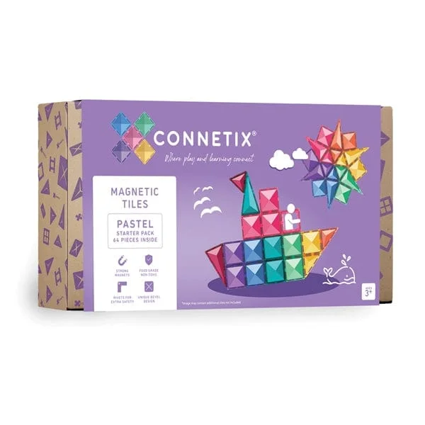 STEM - Focused Magnetic Toys for 8 - 12 - Year - Olds with Circuit - Building KitsConnetix Tiles Pastel Starter Pack 64 pc