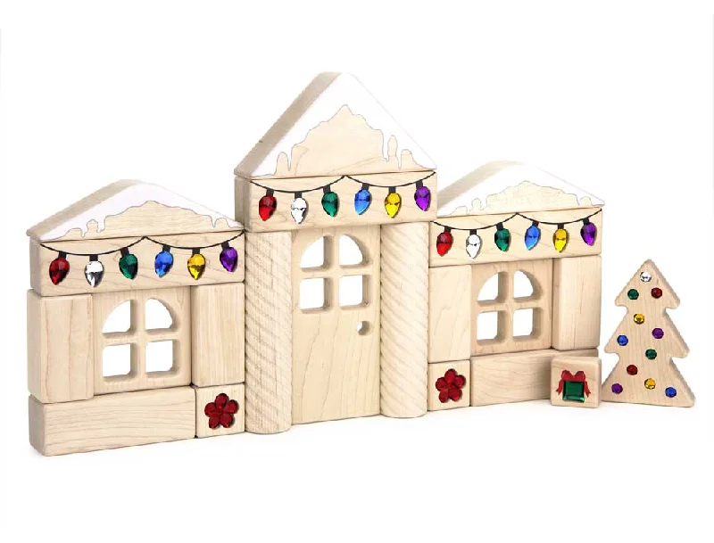 Natural - Finish Large - Sized Wooden Building Blocks for Toddlers' Creative PlayLIMITED! Christmas House 24 pc. Maple Building Block Set