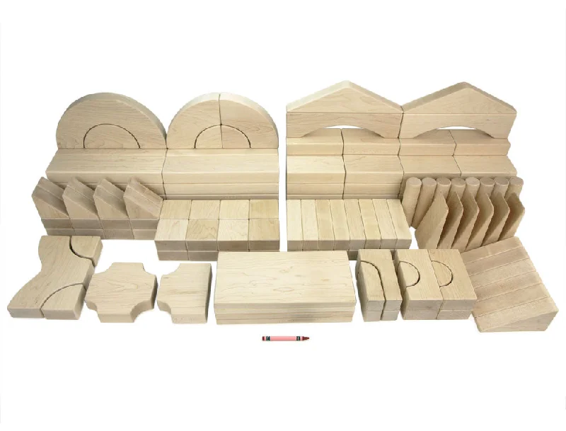 Sustainable Wooden Building Blocks in Geometric Shapes for Advanced Construction151 pc Classroom Set Maple Unit Blocks for 2-3 Children