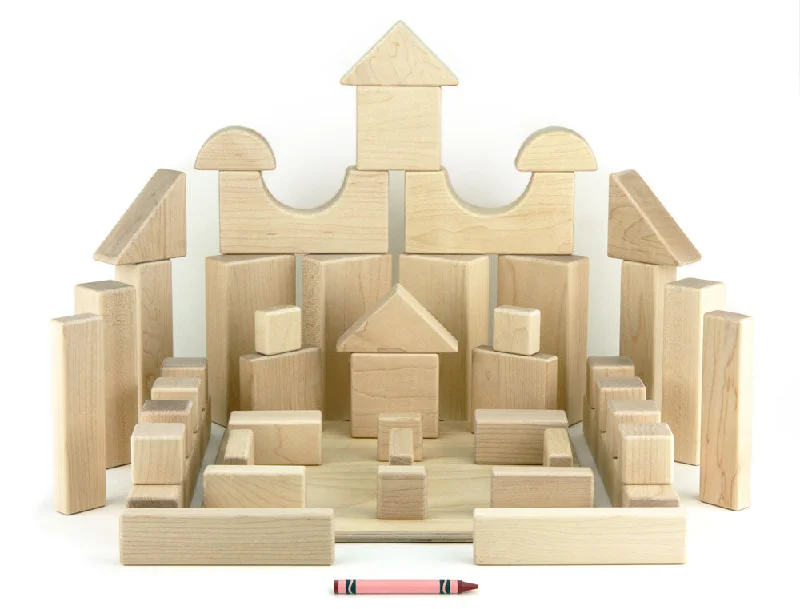 Solid Wood Building Blocks with Removable Parts for Customizable Creations46 pc. Beginner Set Maple Building Blocks