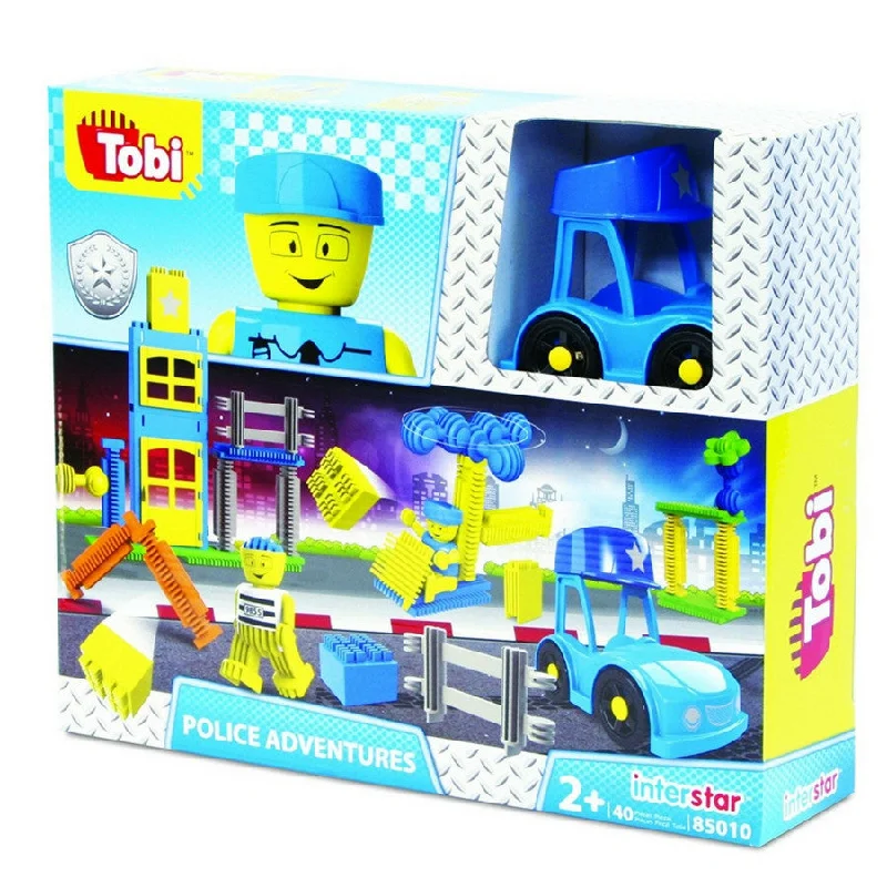 Solid Wood Building Blocks with Removable Parts for Customizable CreationsInterstar - Tobi Police Adventures (40 Pieces)