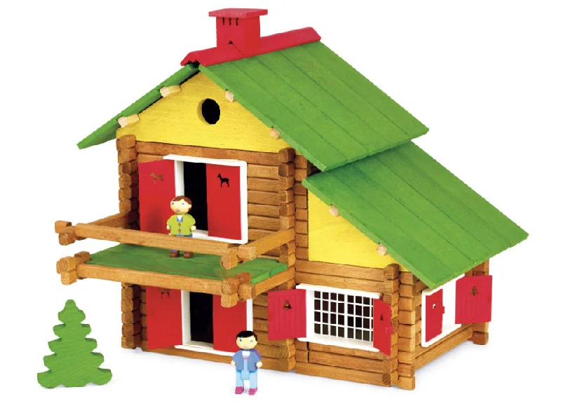 High - Quality Solid Wooden Building Blocks with Magnetic Inserts for Added StabilityJeujura Build Your Own Swiss Chalet