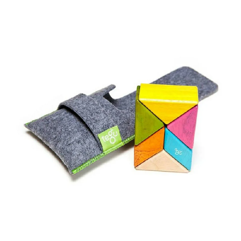 Sustainable Small - Scale Wooden Building Blocks for Pocket - Sized CreativityTegu - Pocket Pouch Prism Tints