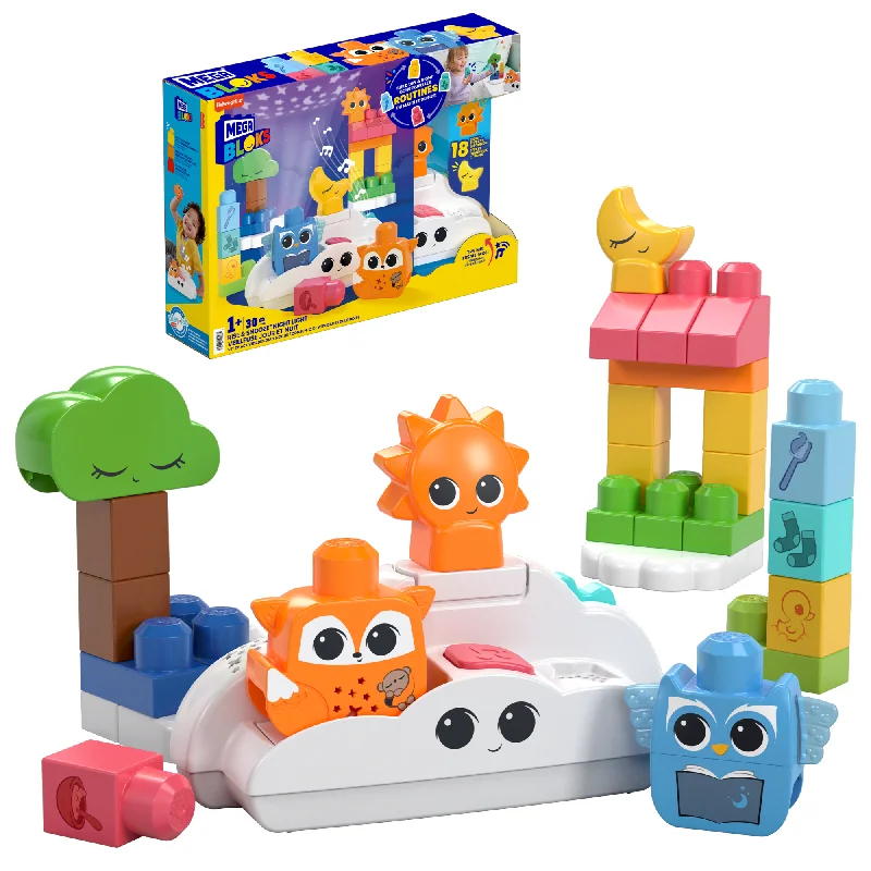 Sustainable Small - Scale Wooden Building Blocks for Pocket - Sized CreativityMEGA BLOKS Fisher- Price Rise & Snooze Night Light Sensory Block Toy (30 Pieces) For Toddler