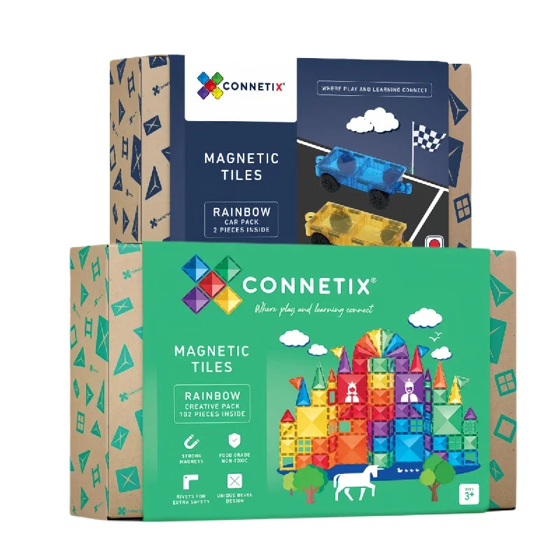 Magnetic Sensory Toys for Special Needs Children with Textured MagnetsConnetix Tiles 104 Piece Creative Car Bundle