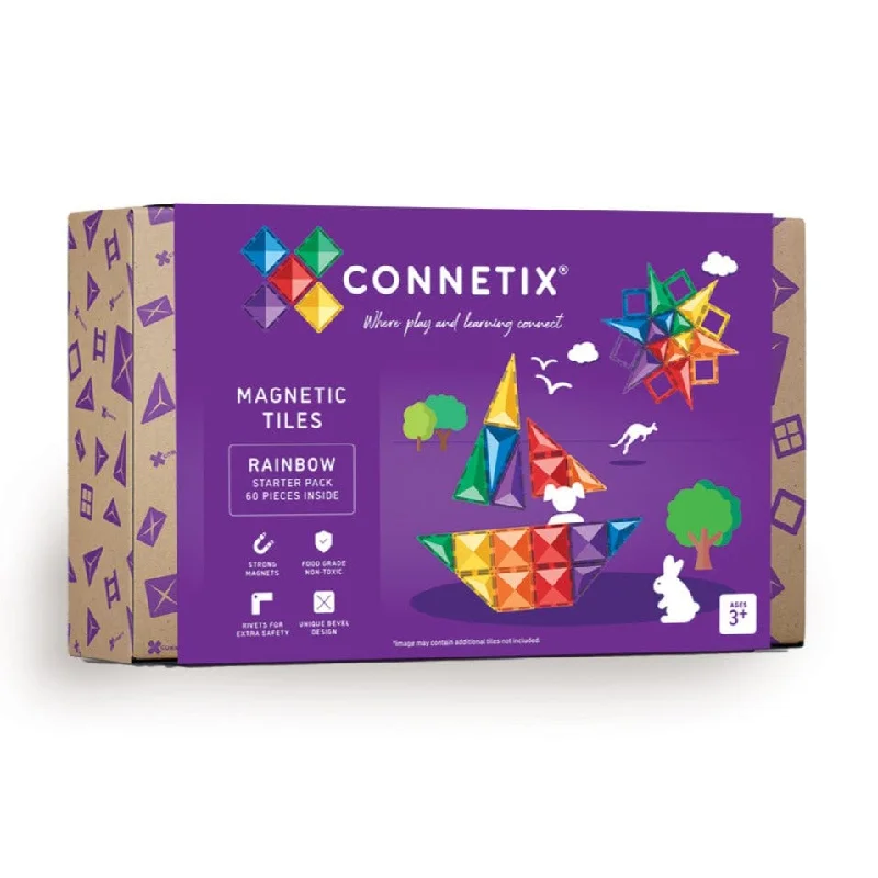 Magnetic Maze Toys for 4 - 7 - Year - Olds with Hidden TreasuresConnetix Tiles Rainbow Starter Pack 60 Piece