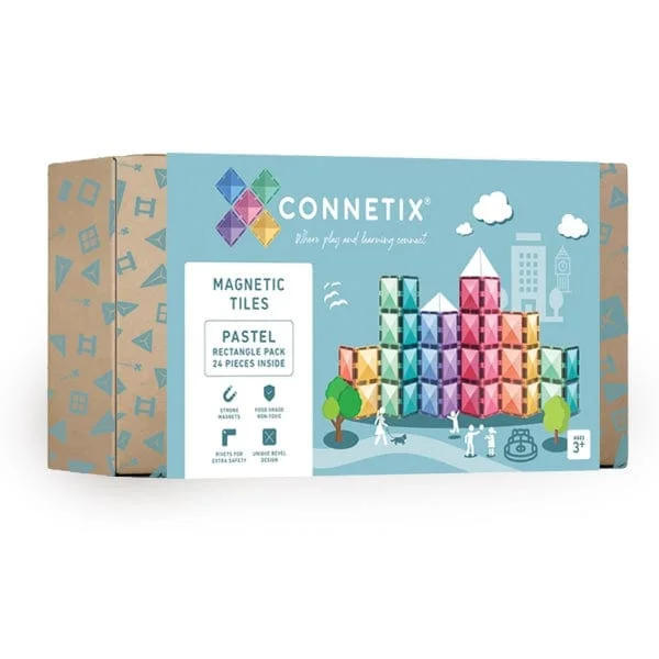 Magnetic Construction Toys for 5 - 7 - Year - Olds with Interlocking PanelsConnetix Tiles Pastel Rectangle Pack 24 Piece