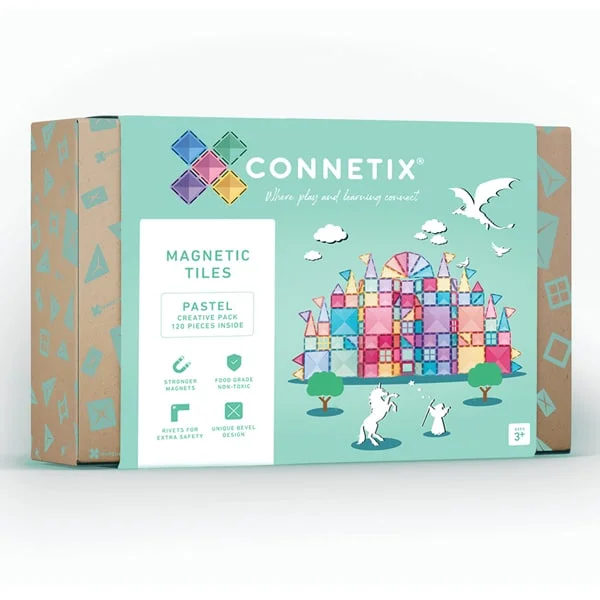 Magnetic Maze Toys for 4 - 7 - Year - Olds with Hidden TreasuresConnetix Tiles 120 Piece Pastel Creative Pack