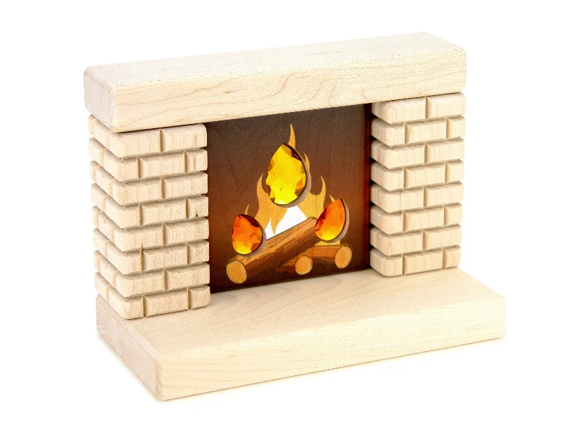 High - Quality Solid Wooden Building Blocks with Magnetic Inserts for Added StabilityLIMITED! Cozy Fireplace Maple Building Block Set