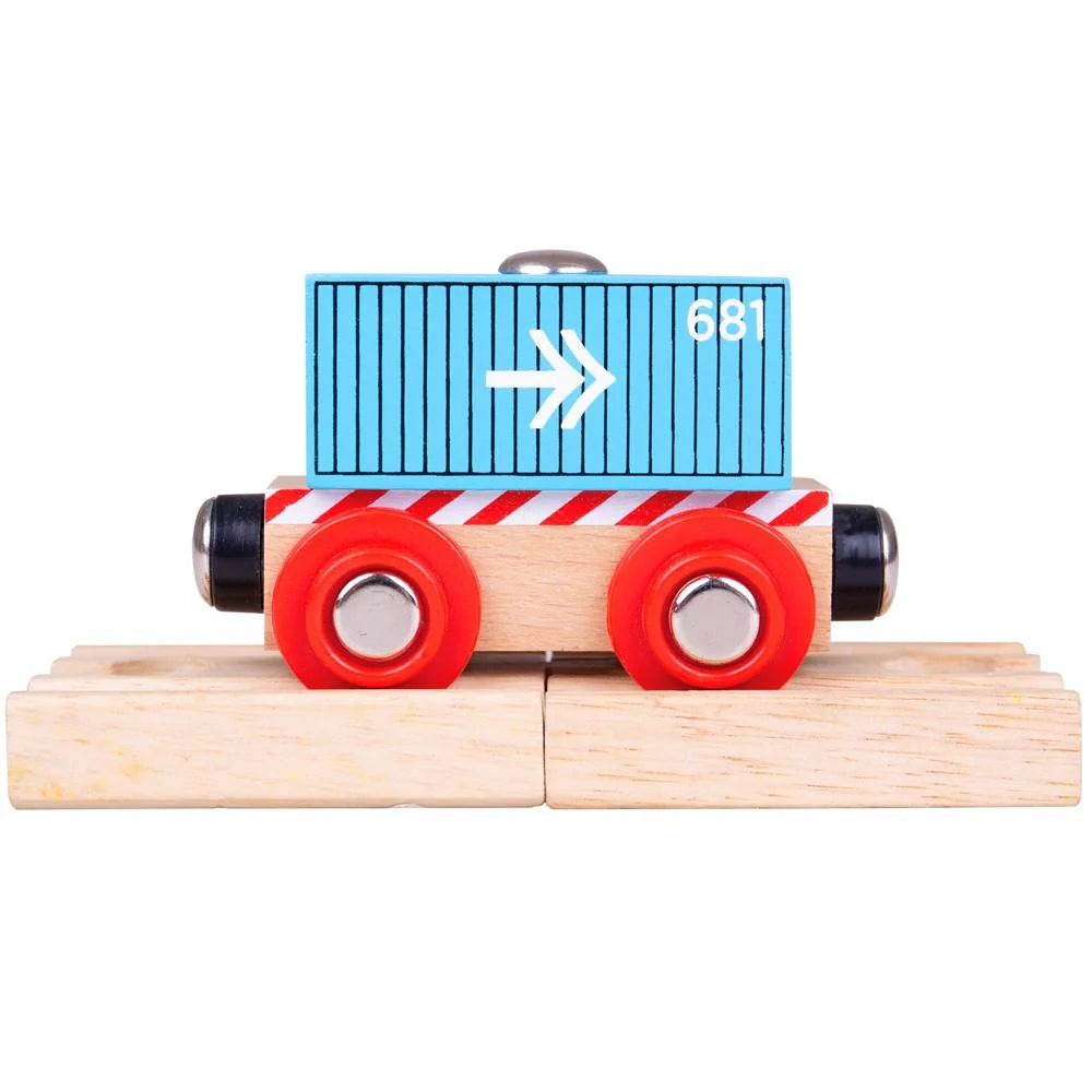 Vintage - Inspired Stapelstein Toy Tin Wind - Up Toys for CollectorsBigjigs container wagon blue