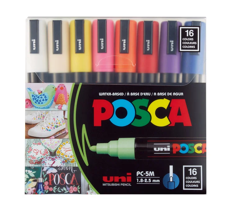 Hand - Turned Wooden Paint Roller Handles for Large - Scale Painting ProjectsUni Posca Paint Marker 1.8-2.5mm Bullet Tip Pen (PC-5M) - Set of 16 Colours