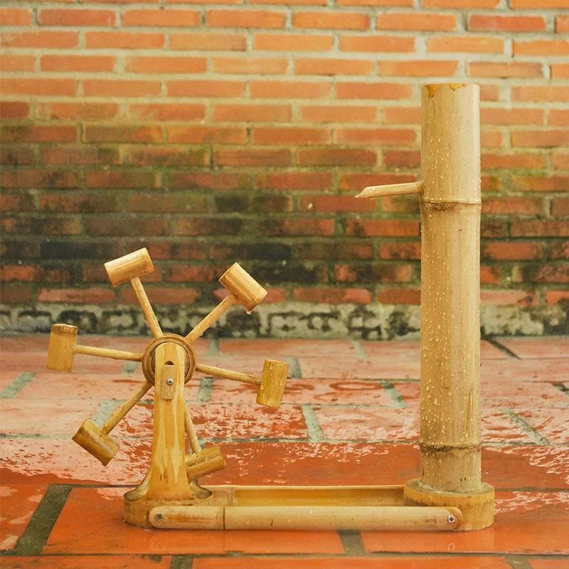 Sustainable Wood Marble Run Set with Multiple Tracks and Marble StorageBamboo Water Mill