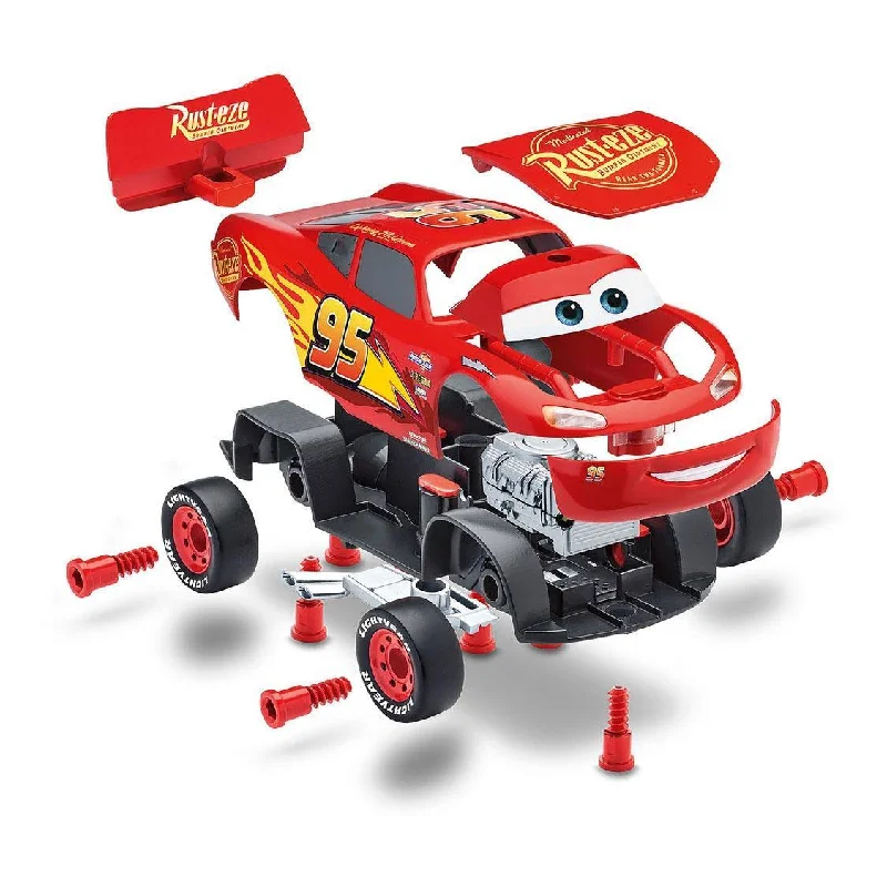 N - Scale Model Train Layout with a City - Themed Background and Animated FiguresCars Lightning McQueen Car Building Set with Light and Sound