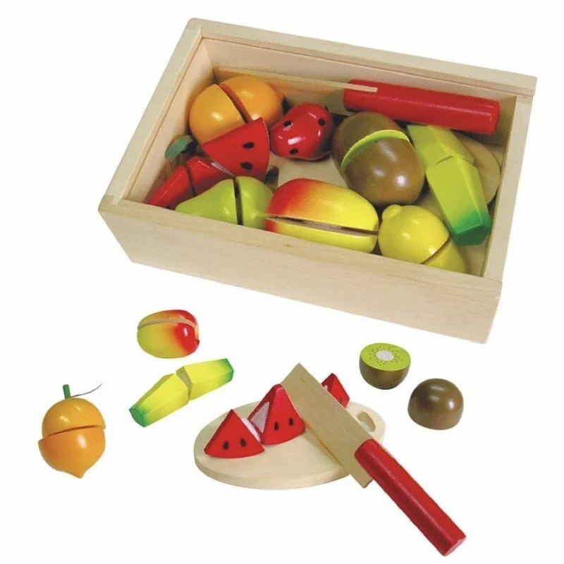 Handmade Wooden ABC Puzzle with Raised Letters for Tactile Learning ExperienceCutting Fruit Box