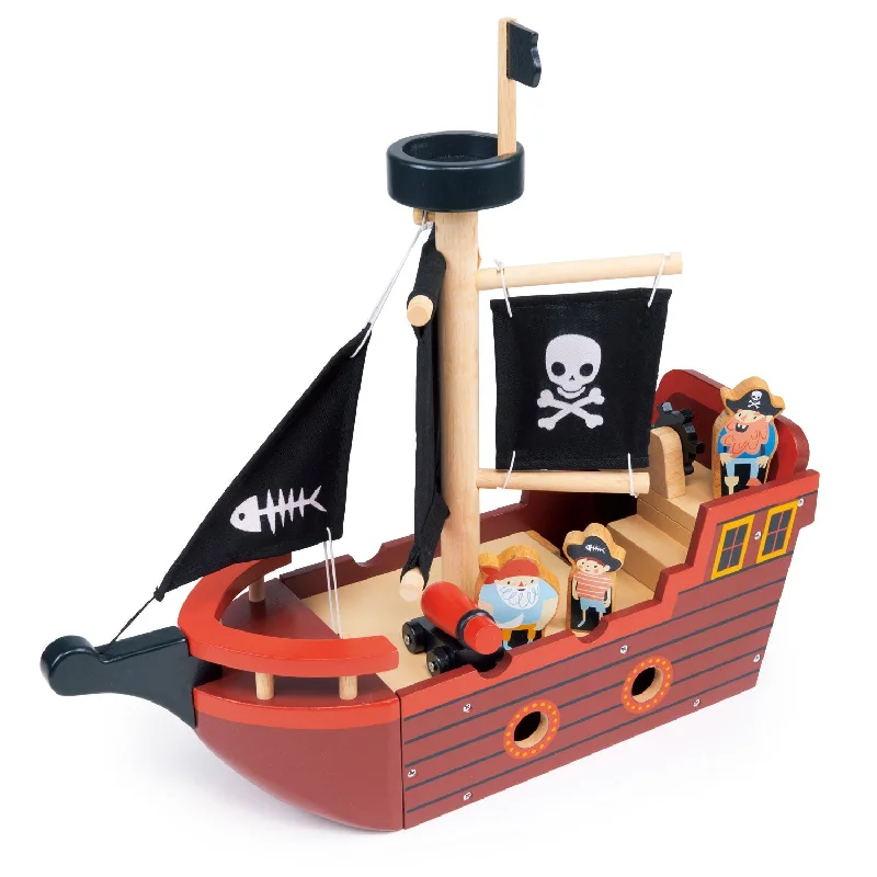 Solid Wood Construction Toy Set with Nuts, Bolts, and Tools for DIY ProjectsFishbones Pirate Ship