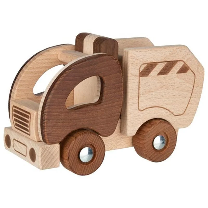 Hand - Painted Wooden Doll Set with Dresses and Accessories for Pretend PlaytimeGarbage Truck - Nature