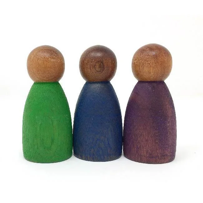 Hand - Turned Wooden Spinning Top with a Colorful Design for Classic AmusementGrapat dark cold colour nins 3 pcs