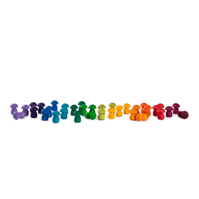 Eco - Friendly Wooden Building Blocks Set with Magnetic Connectors for Creative ConstructionGrapat mandala rainbow mushrooms 36 pcs