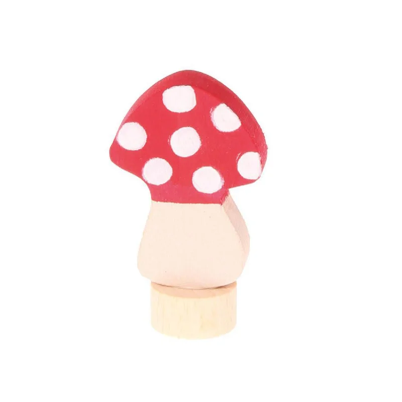 Hand - Turned Wooden Spinning Top with a Colorful Design for Classic AmusementGrimm's birthday ring deco fly agaric mushroom