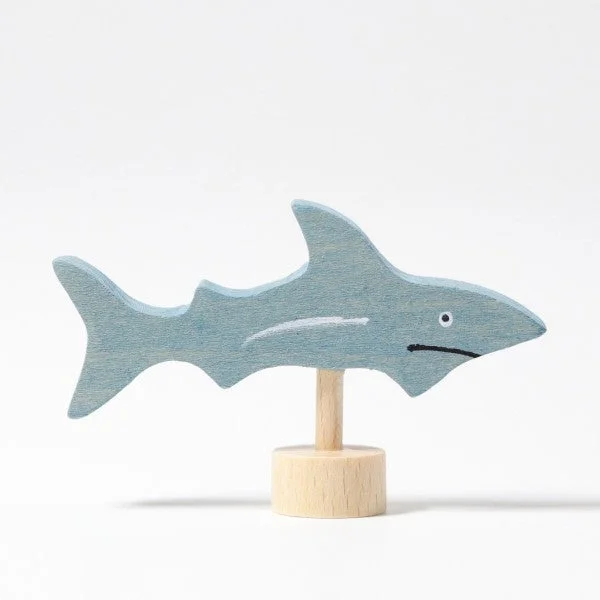 Hand - Painted Wooden Animal Figurines Set for Nursery Decor and Pretend PlayGrimm's birthday ring deco shark