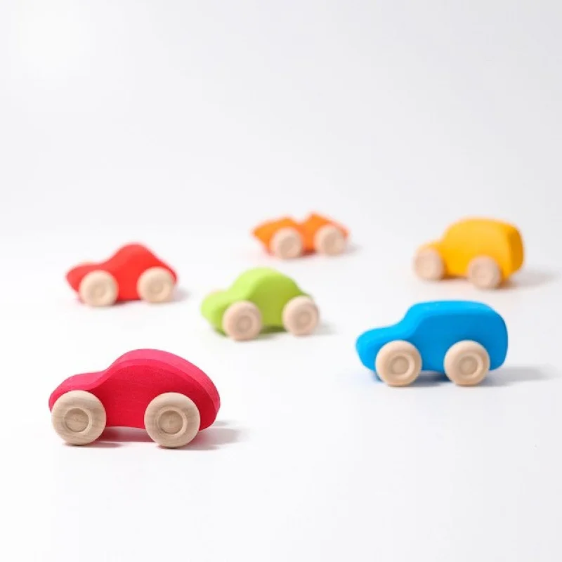 Natural Finish Wooden Pull - Along Wagon for Outdoor Toy Transport and PlayGrimm's coloured wooden cars set of 6