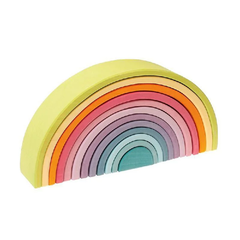 Sustainable Solid Wood Puzzle Set with 50 Pieces for Family Bonding and Brain TrainingGrimm's large pastel rainbow