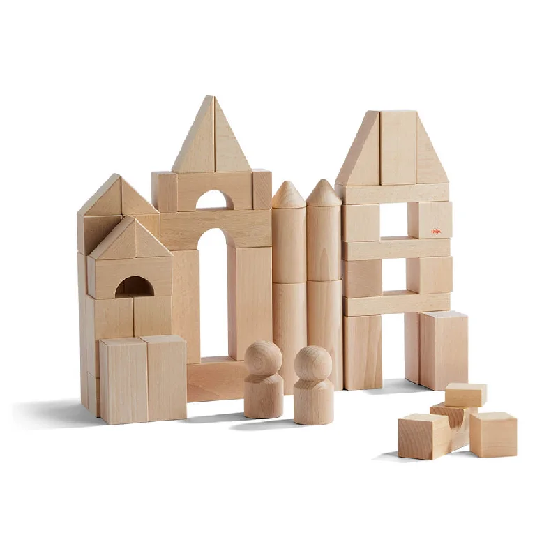 Sustainable Solid Wood Puzzle Set with 50 Pieces for Family Bonding and Brain TrainingBasic Building Blocks - Large Starter Set