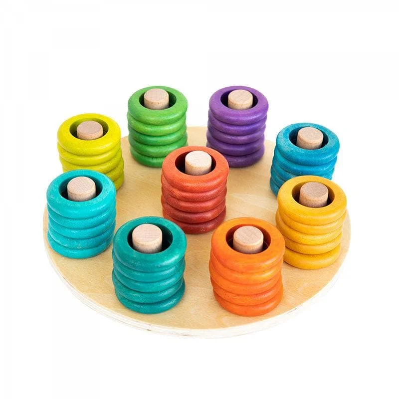 Sustainable Wood Marble Run Set with Multiple Tracks and Marble StorageHooping Rainbows