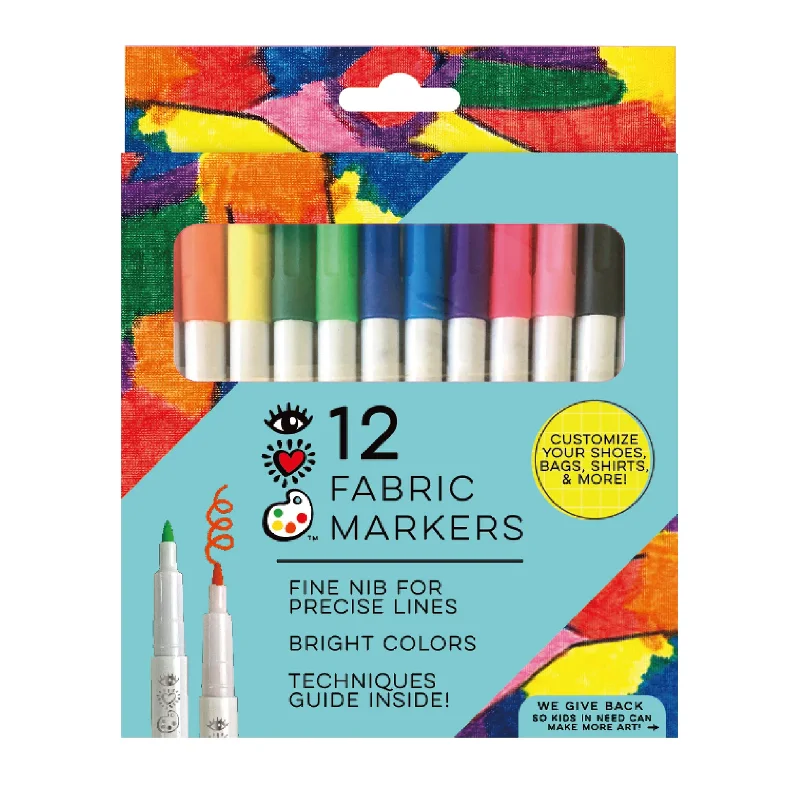 Solid Wood Pencil Boxes with Dividers for Organizing Art SuppliesiHeartArt 12 Fabric Markers