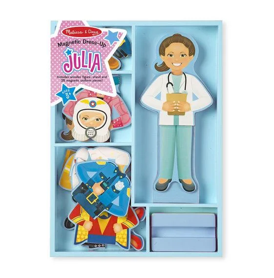 Stranger Things Eleven Action Figure with Psychic - Energy Effect and Demogorgon TargetMelissa & Doug Magnetic Wooden Dress Up Doll Julia