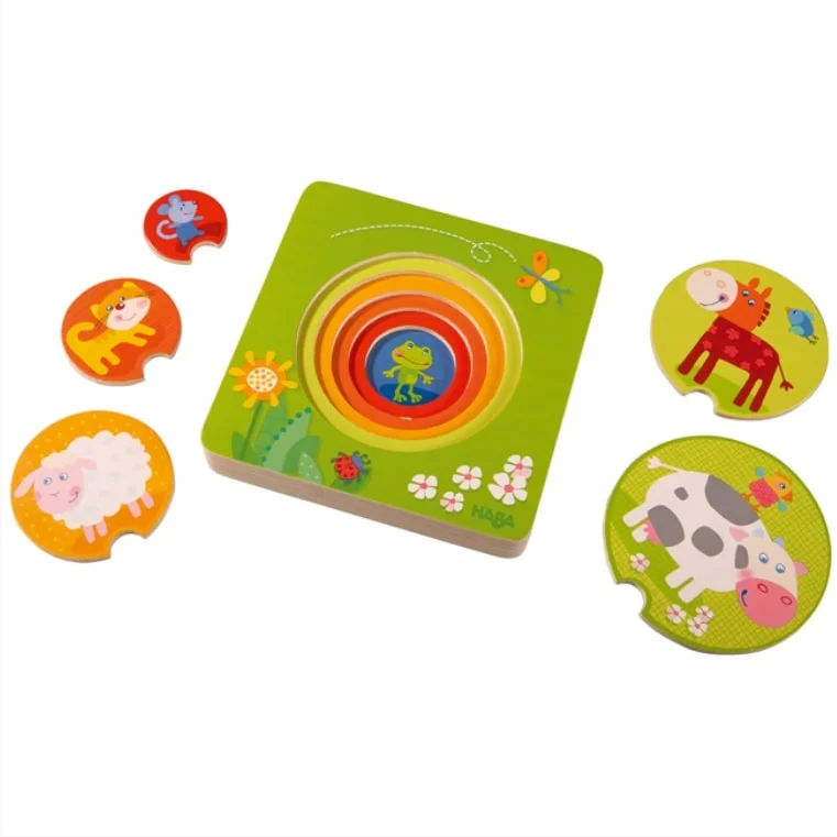 Wooden Musical Instrument Set including a Xylophone and Maracas for Little MusiciansLayered Wooden Puzzle - On the Farm