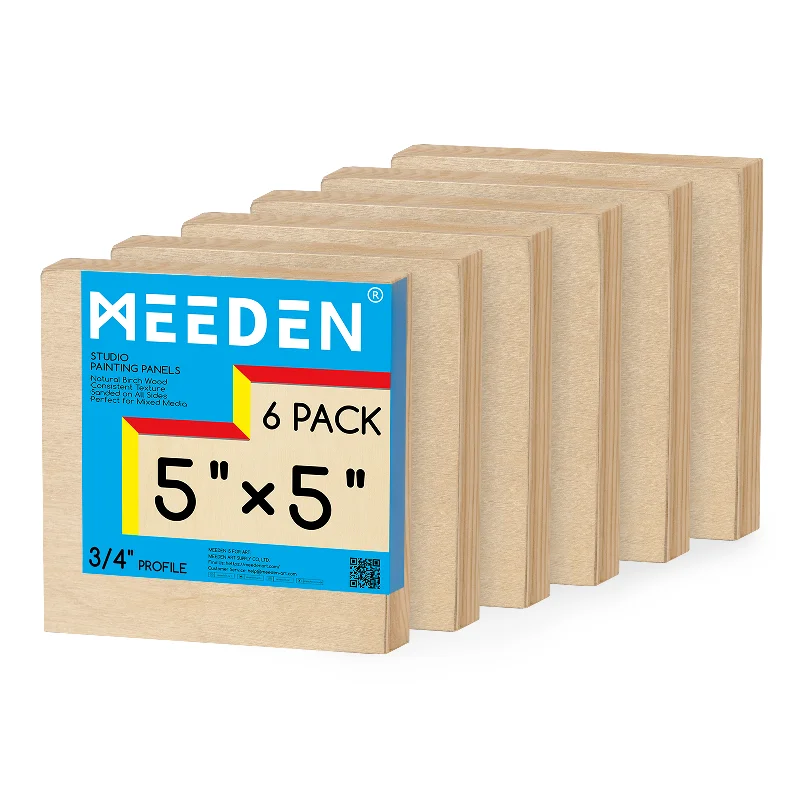 Wooden Sketchbook Covers with Elastic Closures for Protecting ArtworkMEEDEN Artist Birch Wood Canvas Board, 3/4” Deep, 5x5 Inch, 6 Packs