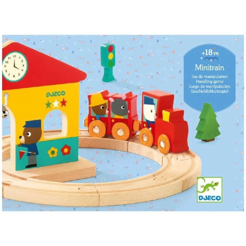 Rustic - Style Wooden Train Set with Tracks and Passenger Cars for Toddler EntertainmentWooden Mini Train Set