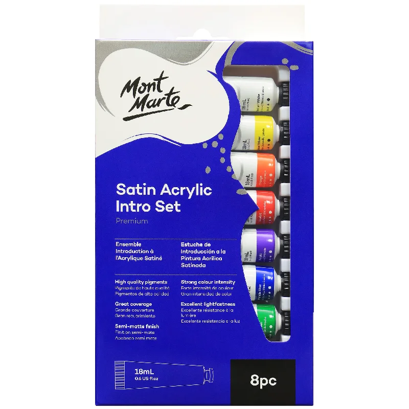 Wooden Stencil Brushes for Applying Patterns in Folk Art HandicraftsMont Marte Satin Acrylic Paint Set 8PC x 18ml