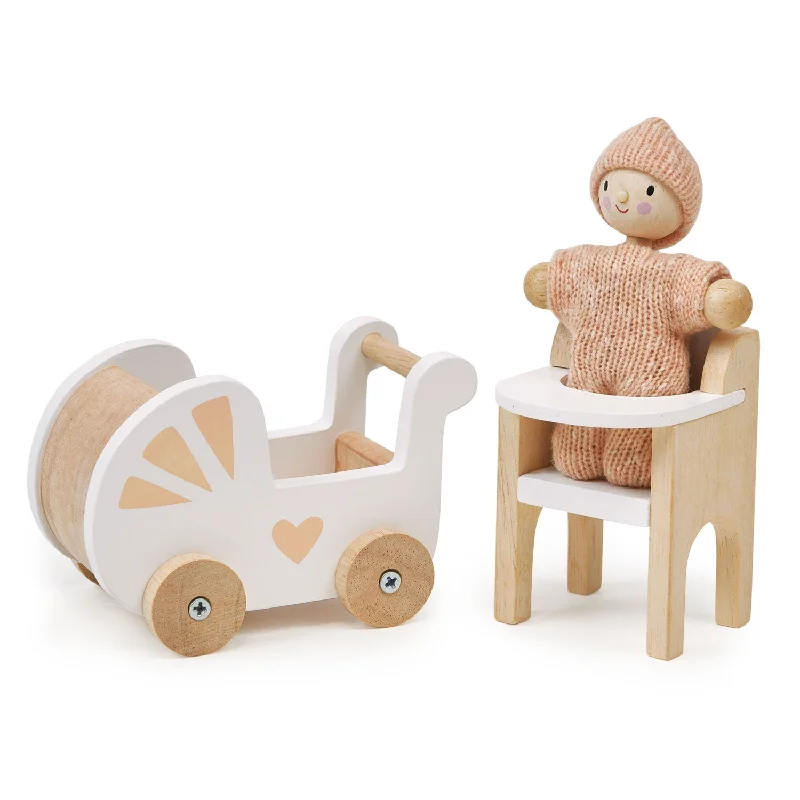 Natural Finish Wooden Pull - Along Wagon for Outdoor Toy Transport and PlayNursery Set