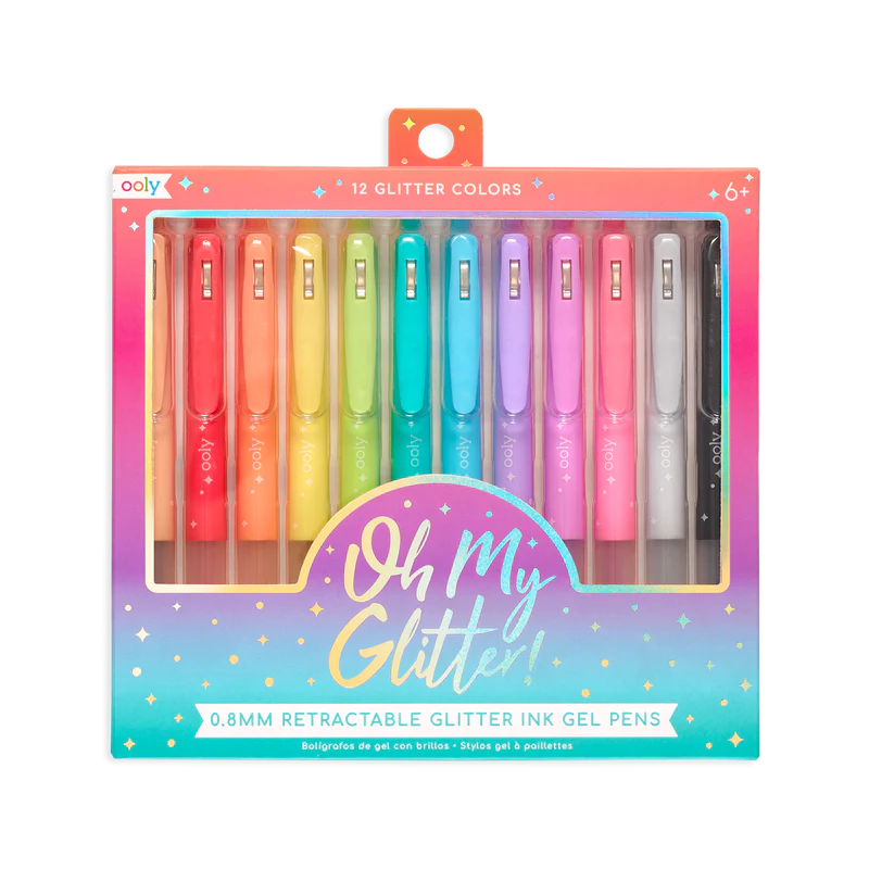 Eco - Friendly Wooden Stamp Blocks for Custom Rubber Stamping in HandicraftsOh My Glitter! Retractable Glitter Ink Gel Pens - Set of 12