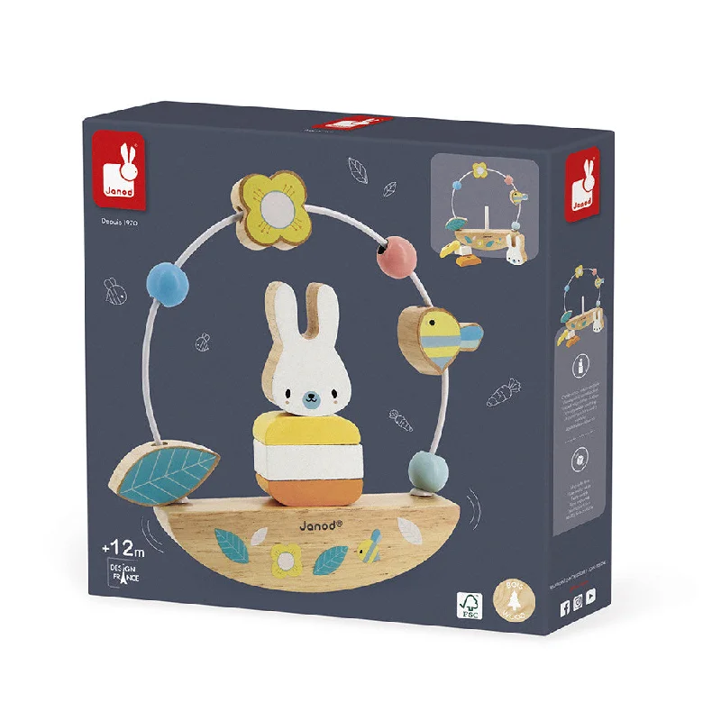 Eco - Friendly Wooden Building Blocks Set with Magnetic Connectors for Creative ConstructionPure Bead Maze & Rocking Rabbit