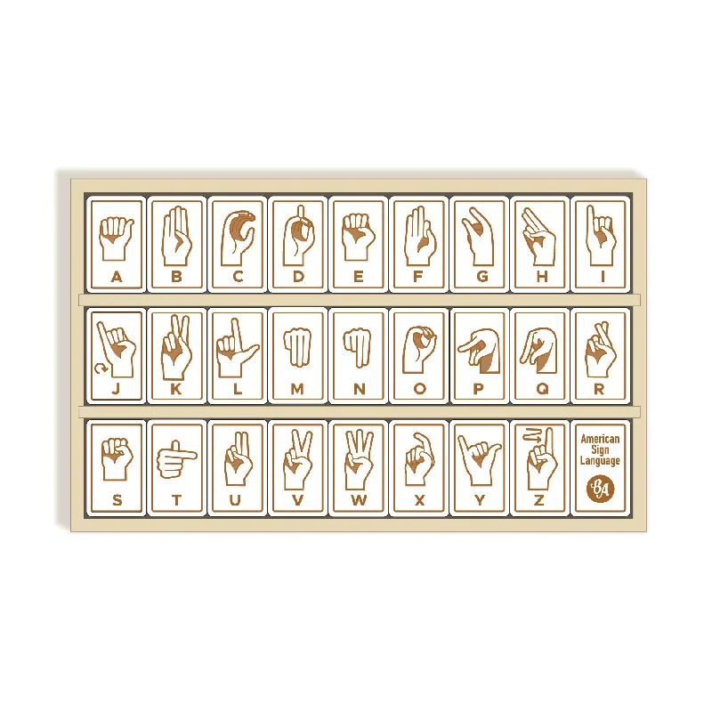 Sustainable Solid Wood Puzzle Set with 50 Pieces for Family Bonding and Brain TrainingSign Language Alphabet Tiles