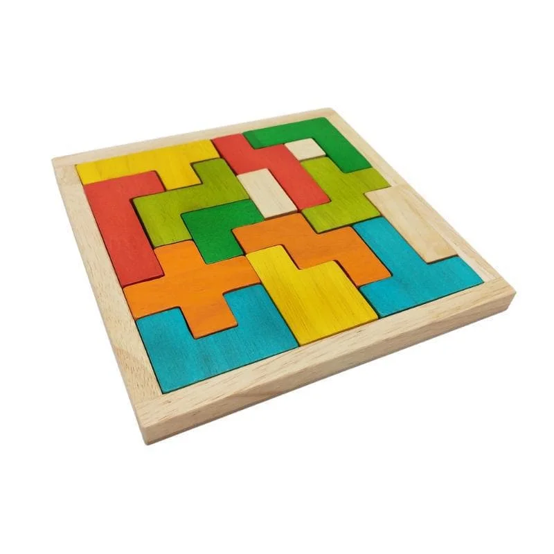 Traditional Wooden Yo - Yo with String and a Smooth Spinning Axle for Retro FunTetris Blocks Puzzle