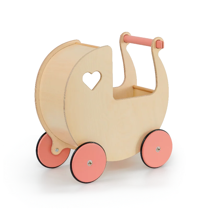 Hand - Carved Wooden Alphabet Blocks for Early Learning and Toddler DevelopmentTraditional Doll Stroller Natural + pink