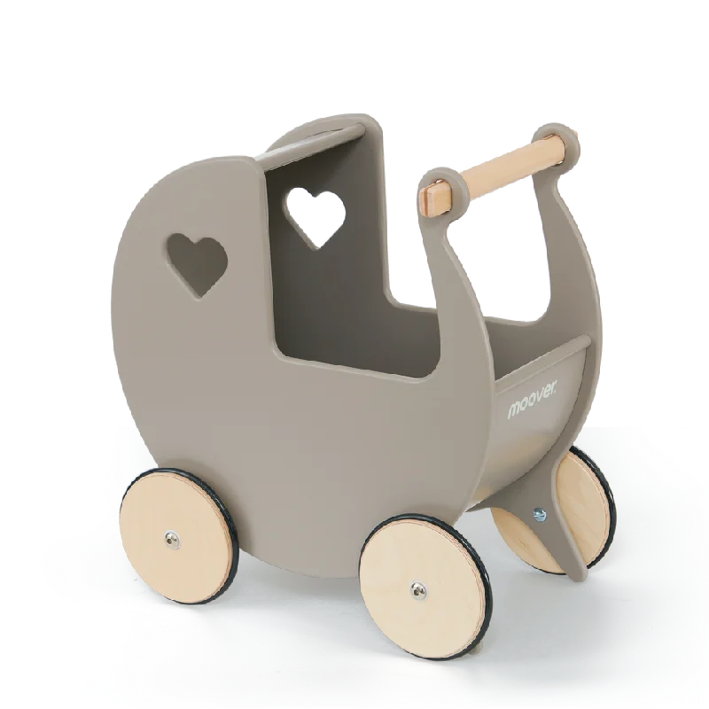 Wooden Toy Truck with Detachable Trailer for Imaginative Play and Cargo TransportTraditional Doll Stroller Warm Grey