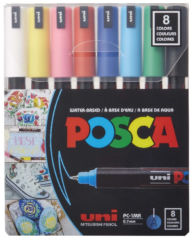 Hand - Made Wooden Painting Apron Hooks for a Rustic Studio LookUni Posca Paint Marker 0.7mm Extra-Fine Tip Pen (PC-1MR) - Set of 8 Colours