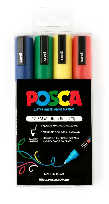 Hand - Turned Wooden Paint Roller Handles for Large - Scale Painting ProjectsUni Posca Paint Marker 1.8-2.5mm Bullet Tip Pen (PC-5M) - Colour Set of 4